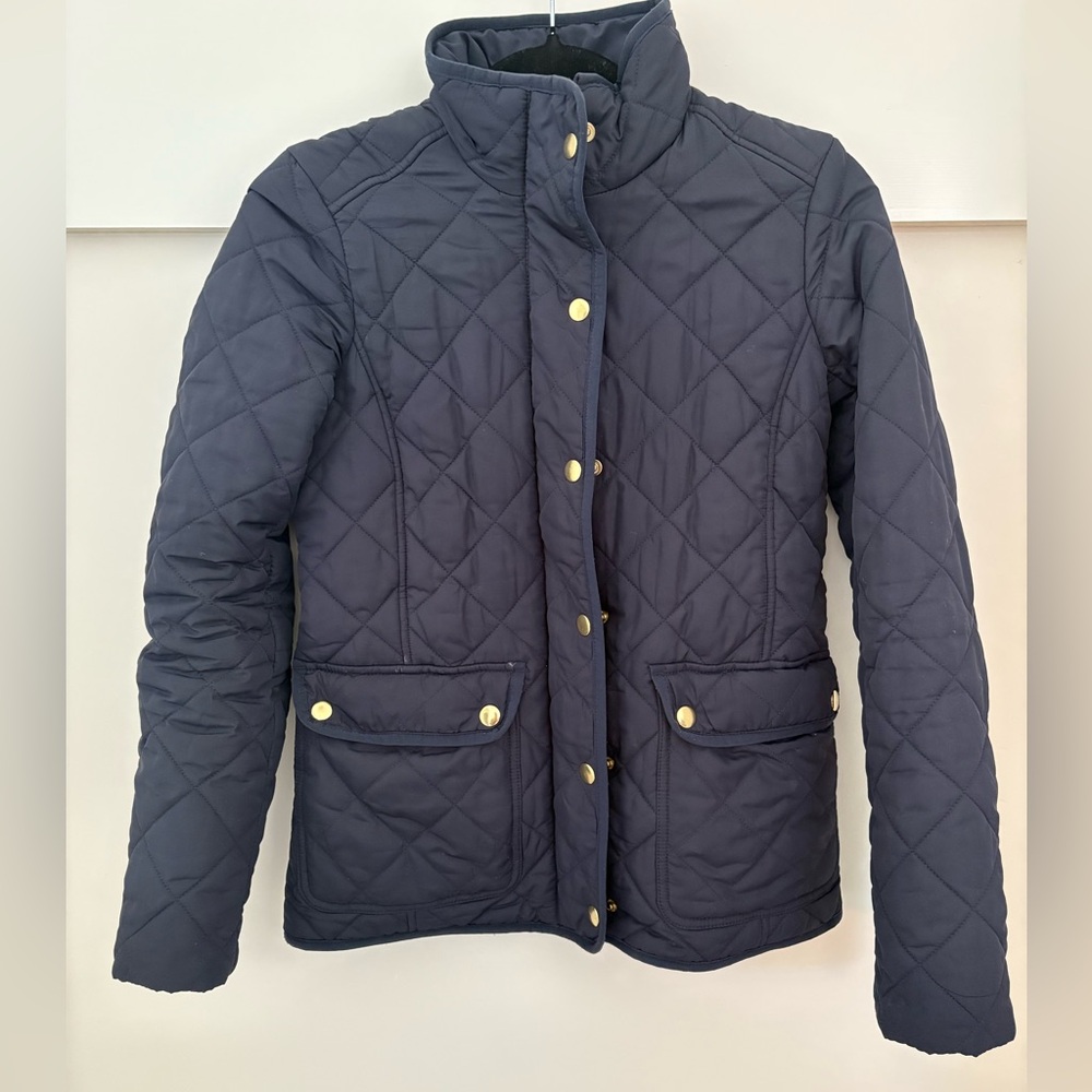 J. Crew Dark Blue Quilted Puffer Jacket